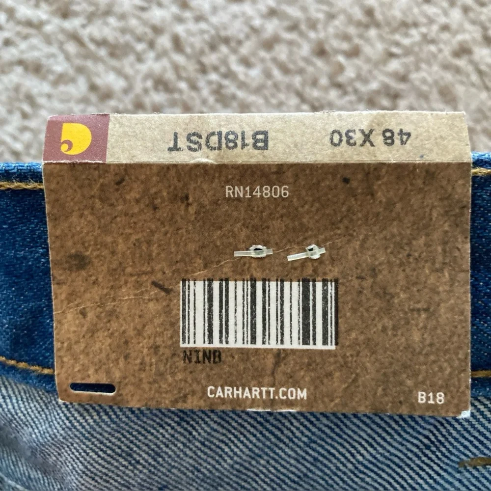 Carhartt NWT Jeans Mens 48x30 Blue B18 DST Denim Traditional Fit Tapered Leg NEW